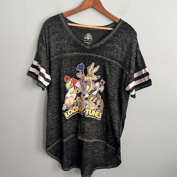 Women’s Plus size 3 XL 3XG Looney Tunes black Burn out ringer t shirt top - Picture 11 of 11
